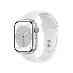 Apple Watch Series 8 GPS + Cellular 41mm Silver Stainless Steel Case with White Sport Band