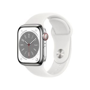 Apple Watch Series 8 GPS + Cellular 45mm Silver Stainless Steel Case with White Sport Band