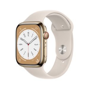 Apple Watch Series 8 GPS + Cellular 45mm Gold Stainless Steel Case with Starlight Sport Band