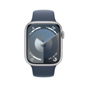 Apple Watch Series 9 GPS 45mm Silver Aluminium Case with Storm Blue Sport Band - S/M