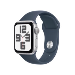 Apple Watch SE GPS + Cellular 44mm Silver Aluminium Case with Storm Blue Sport Band - M/L