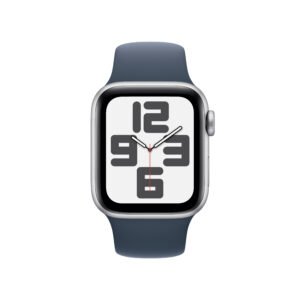 Apple Watch SE GPS 44mm Silver Aluminium Case with Storm Blue Sport Band - M/L